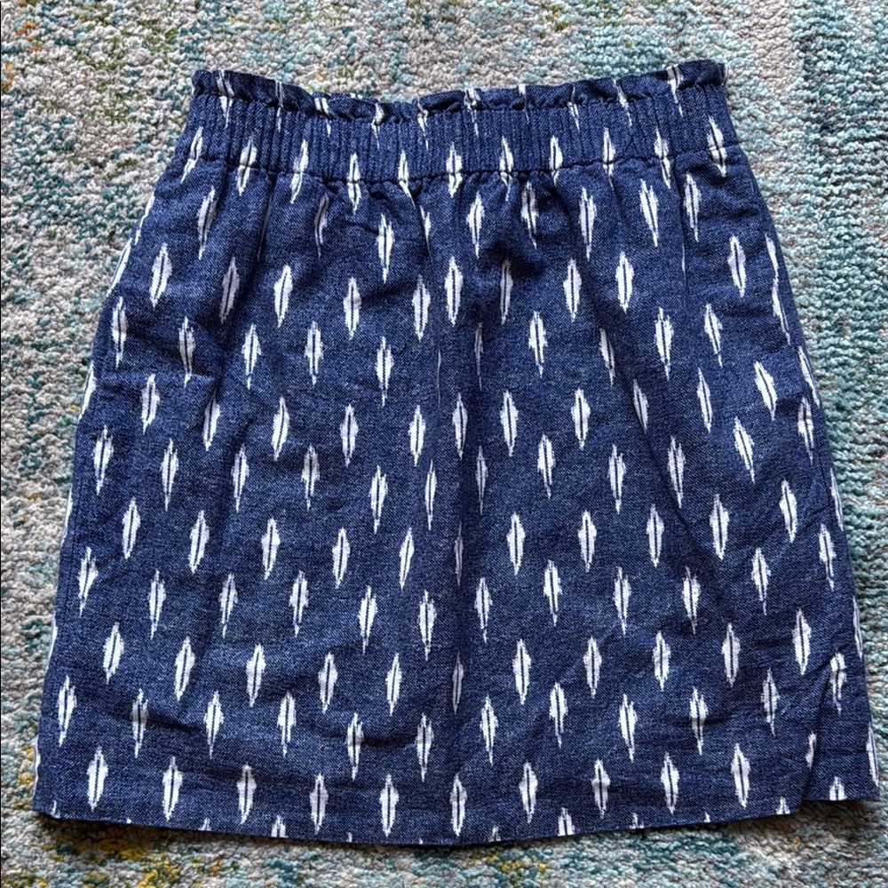 J. Crew Navy and White Patterned Skirt
